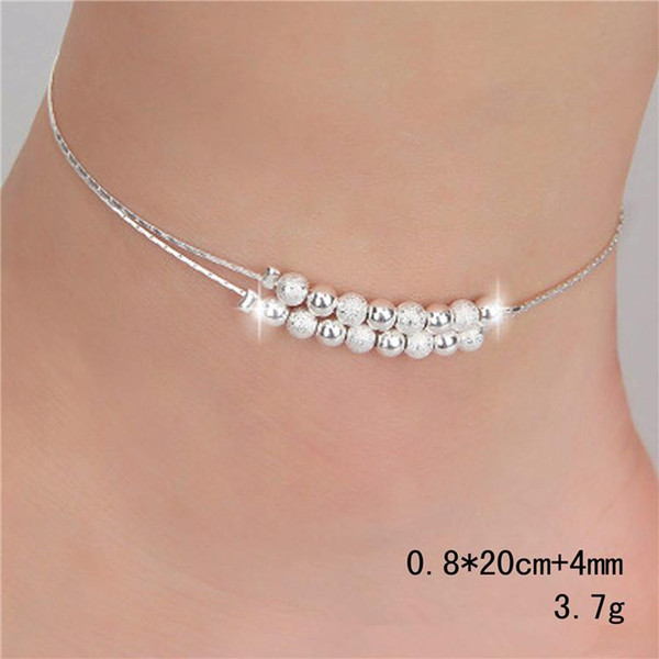 2017 Trendy Exquisite Silver Plated Anklet Bracelet stainless steel bead Anklets Korean Anklets For Women Girl Foot Bracelets Jewelry