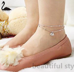 Wholesale-At least $15(can mix. order) fashion silver gentlewomen multi-layer rhinestone dog elegant Foot Bracelet anklets Hot sale W075