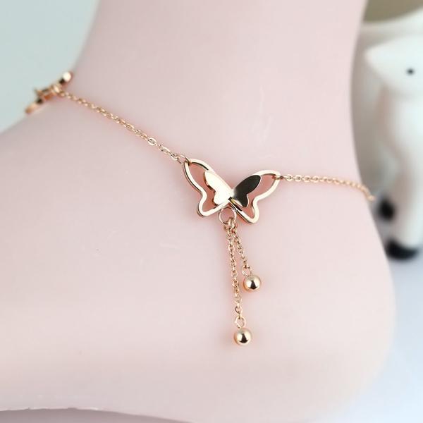 Barefoot Sandals Newest 18k Filled Anklets Fashion Women Butterfly Foot Chain Golden Color Bracelet Party Gift Bangle Jewelry