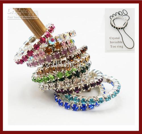 12pcs X Elastic Crystal Toe Ring Mixed Color Wholesale Lot Body Jewelry Pack