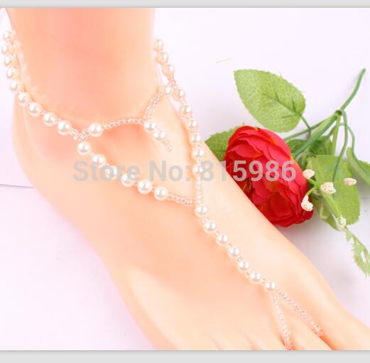 Hotsale beach wedding Heart barefoot sandals casual foot bacelet pearl beads anklets jewelry classic design 10pcs