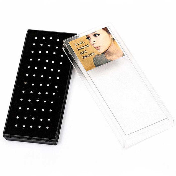 40 Pcs 316L Crystal Rhinestone Nose Ring Studs Stainless Steel Body Piercing Jewelry Gifts Bone Bulk Bar Sexy Girl