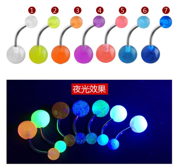 1pcs Glowing Navel Bell Button Rings Body Piercing Jewelry 7 colors Body Jewelry for Women Men WE5008