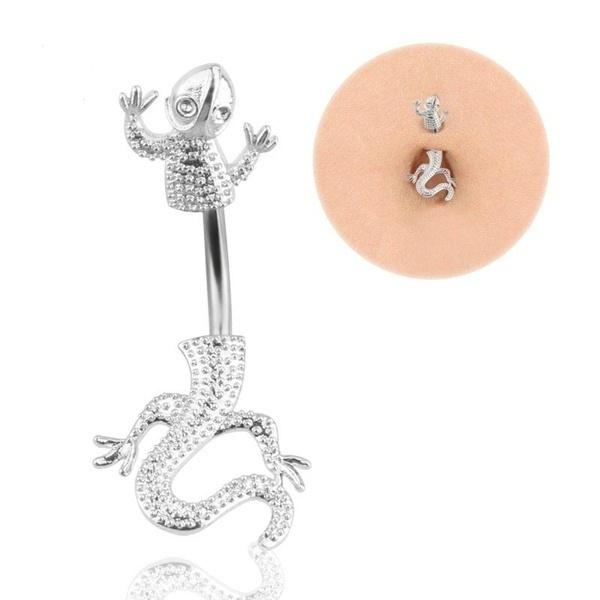 Special Design Stainless Steel Lizard Navel Belly Button Ring Body Piercing Jewelry for Women