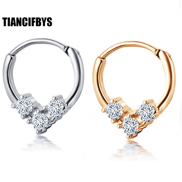 TianciFBYJS Nose Septum Ring Segment Clicker Hinged CZ Gems Ear Hoop Daith Piercing Ear Helix Cuff Ring Cartilage Tragus