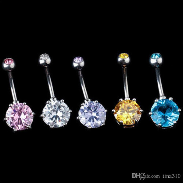 Elegant belly button rings European and American fashion round diamond belly button nailing Body piercing jewelry navel ring 2993