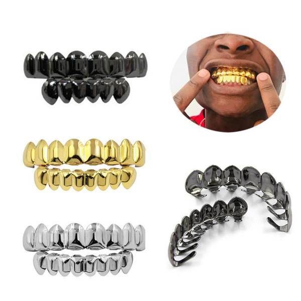 1Set New Hip Hop Teeth Grillz Set Top Bottom Mouth Teeth Grills Fashion Removable Dental Grills Jewelry