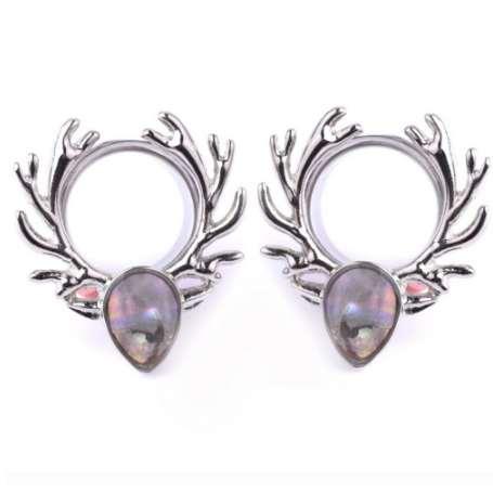 1 Pair Ear Tunnel Steel Deer Antlers Ear Flesh Reamer Plug Gauge Expander Earring Body Piercing Ear Dilator