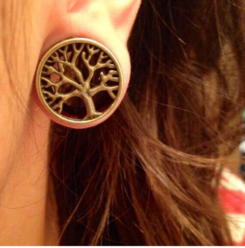 2016 8mm-20mm 1Pair Wood Tree Of Life Double Flared Flesh Tunnel Ear Plugs Piercing Gauges Fashion Body Jewelry Wholesale