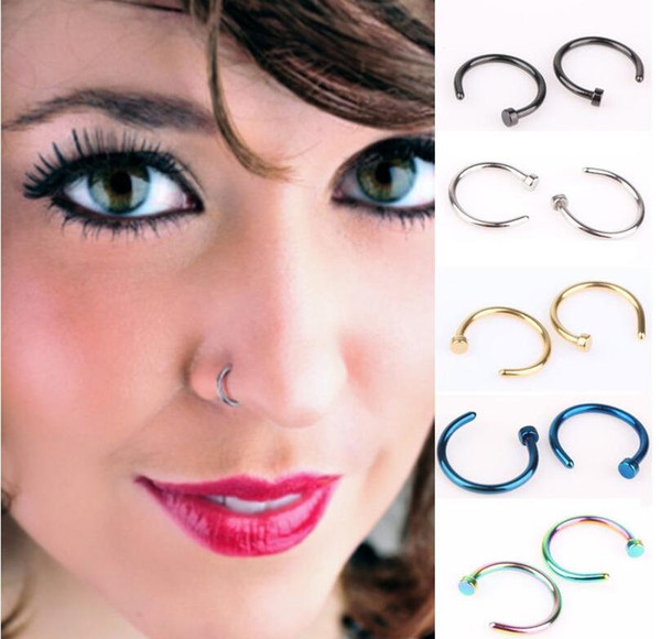 Trendy Nose Rings Body Piercing Jewelry Fashion Jewelry Stainless Steel Nose Open Hoop Ring Earring Studs Fake Nose Rings Non Piercing Rings