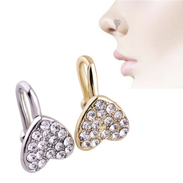 Clip on Nose Ring Piercing Jewelry Fashion Body Jewelry Diamond-shaped Heart-shaped New Nose, Non-porous Piercing Hot Sale