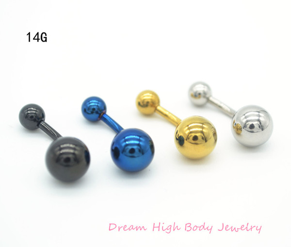 wholesale Navel Belly Button Ring Bar Titanium Anodized Ring Body Piercing Jewellery 14G Black Gold Steel Blue Earring Plain