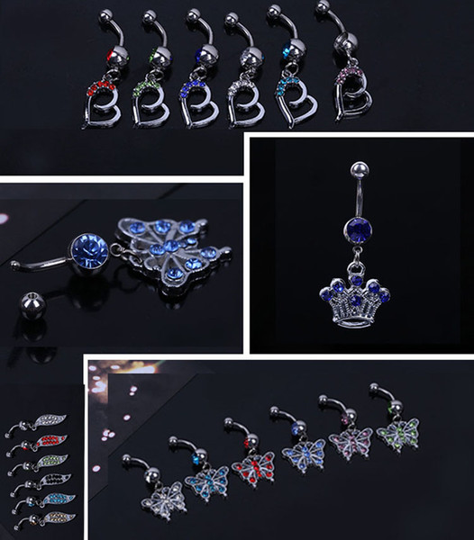 2017 Hot Sale Gem Navel Belly Rings Belly Button Rings Piercing Body Jewelry Gift Navel Ring Sexy Body Jewelry Piercings