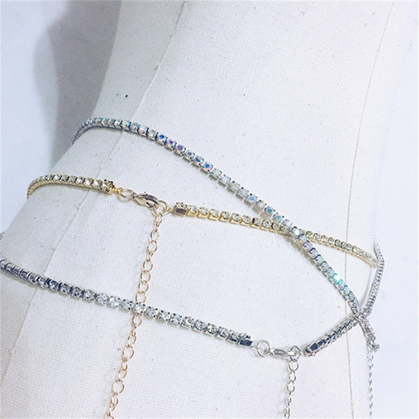 Rhinestone Belly Chains Metal Colors Waist Belts Alloy Sandy  Chain Fashion Sexy Women Jewelry Hot Sale 3 5lx E1