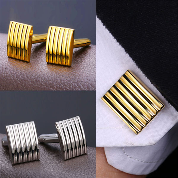 U7 Fashion Men Strip Cufflinks 18K Real Gold Plated/Platinum Plated Classic Men Suit Button Wedding Business Accessories Perfect Gift