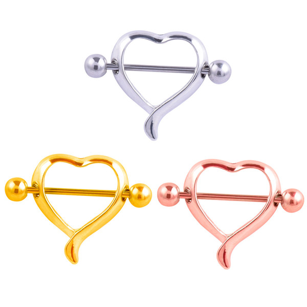 Fake breast ring Stainless steel nipple jewelry smooth peach heart semi-circular stainless steel nipple shield (sold for each piece or pair)