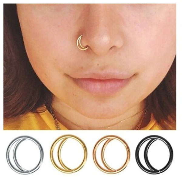 Nose Rings Body Piercing Jewelry Stainless Steel Nose Hoop Ring Earring Studs 8mm Fake Nose Rings Non Piercing Rings