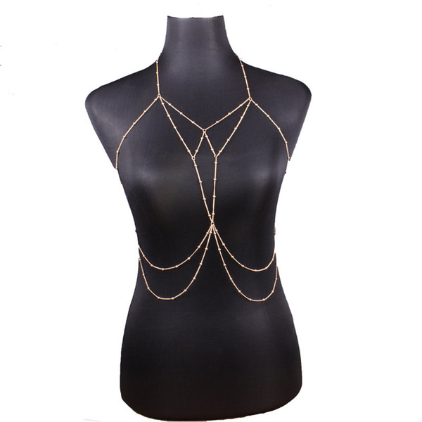 Sexy Body Chain Bra Necklace Waist Belly Chains Gold Fashion Body Jewelry for Women Beach bodychain Will and Sandy DROP SHIPPING 162681