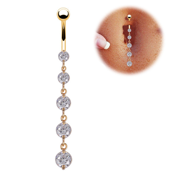 Free by DHL 316L Surgical Steel Sexy White Plated Crystal Zircon Belly Navel Ring Piercing Jewelry Belly Bar Button Crystal Body Jewelry