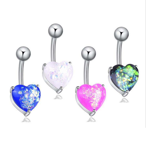 Stainless Steel Belly Dangle Ring Heart Bell Button Navel Rings Simple Design Rhinestone Body Piercing Fashion Jewelry