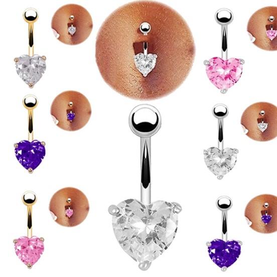 Wholesale 6pcs/lot Delicate Gold Heart Belly Button Rings Ombligo Navel Piercing Body Jewelry Piercing Umbigo Body Jewelry