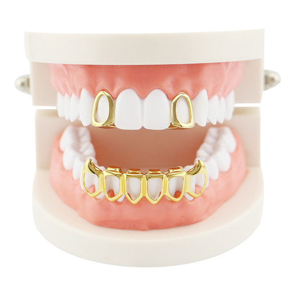 Fashion Silver Gold Teeth Grills Hollow Out Hiphop Grills Dental Halloween Vampire Teeth Kit Party Tooth Jewelry