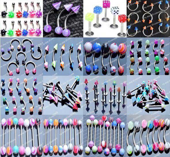 320pcs 16style wholesale lots mixed 316L UV Barbell piercing button body jewelry