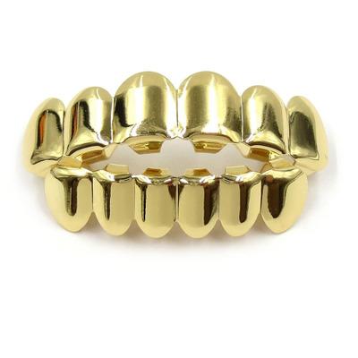 Metal Tooth Grillz Gold Color Dental Grillz Top Bottom Hiphop Teeth Caps Body Jewelry for Women Men Fashion Vampire Cosplay Accessories 2018