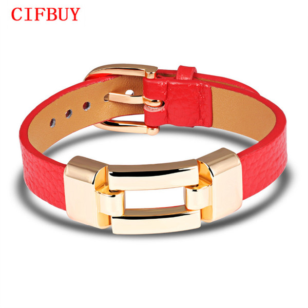 CIFBUY Leather Charm Bracelets For Woman Man Personality Black/Red Color Stainless Steel Women Men Jewelry Bracelet Gift PH985