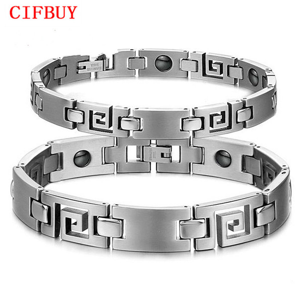 CIFBUY Jewelry Lovers' Magnetic Stone Bracelet Healing Stainless Steel Woman Man Bracelets Health Care Women Men Gift GS3108