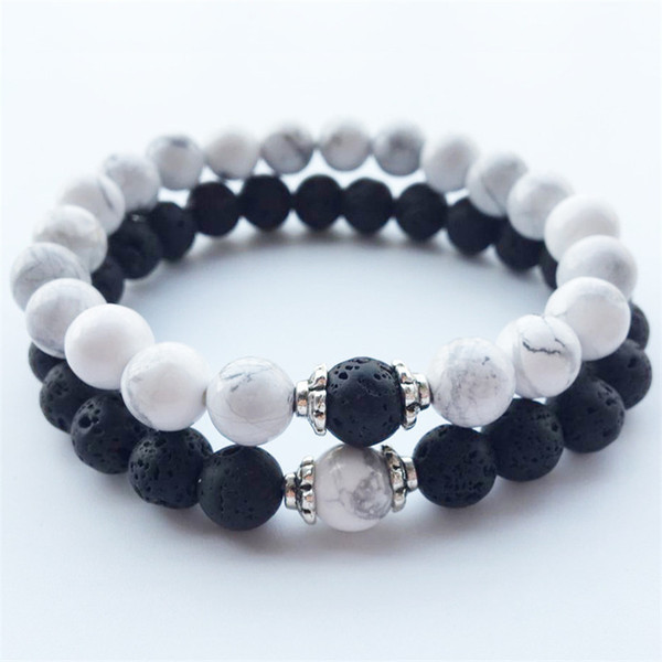 Natural Stone Bracelets 2018 Hot New Lava Volcanic Stone White Turquoise Bracelet Wholesale Handmade Beads Bracelets for Men Women Jewelry