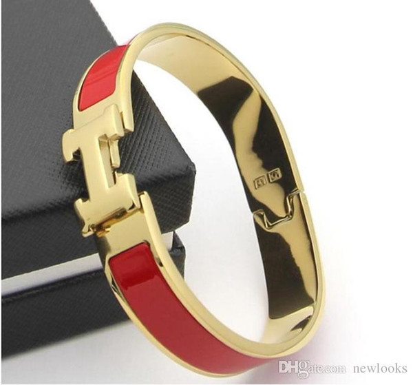 Women's H Bangles Luxury Stainless Steel Enamel charm Bracelets Bangle H Letter Buckle High quality Bracelets.