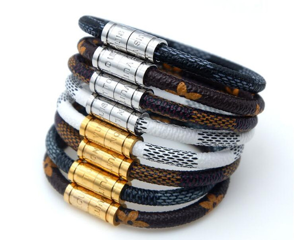 Hot Sale New Fashion Luxury Brand Jewelry 316L Stainless Steel Bracelets Bangles pulseiras Leather Bracelets For Women/Men Gift