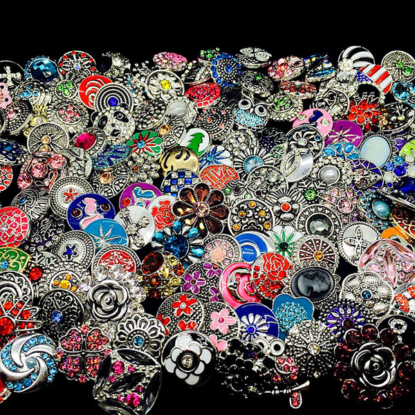 wholesale 100pcs/Lot bulk lot mix styles Ginger Fashion 18mm metal rhinestone diy snaps button Snap Jewelry Brand New