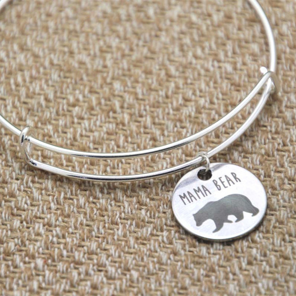 Mama bear charm bracelet bangles silver tone mother's day gift christmas gift