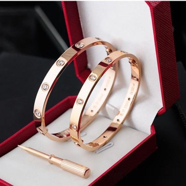 Classics Fashion designer jewelry Rose gold 316L stainless steel screw bangle bracelet with screwdriver and original box men and women love