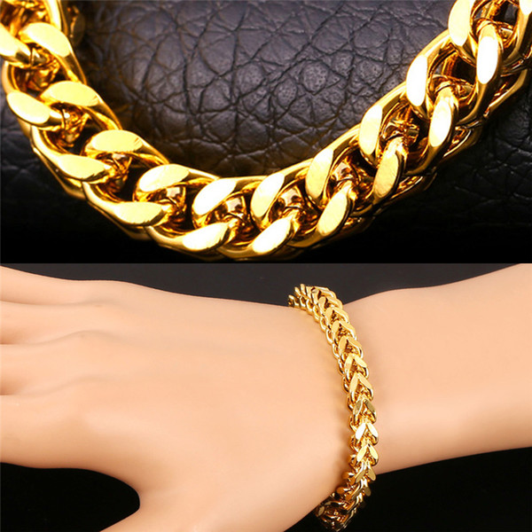 U7 Big Chunky Chain Bracelet 18K Gold/Platinum Plated New Trendy Gift Hot Sale Men Jewelry Summer Style Perfect Punk Accessories