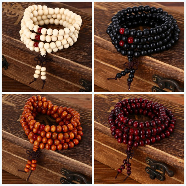 Newest Buddha 108*8mm Natural Sandalwood Buddhist Buddha Meditation 108 beads Wood Prayer Bead Mala Bracelet Women Men Jewelry