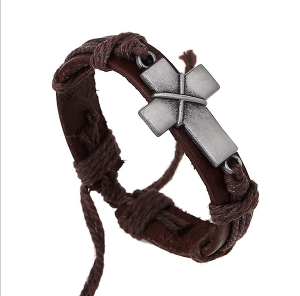 Cross small wholesale spot leather alloy jewelry bracelet Christian cross bracelets bracelets with hand Free shipping