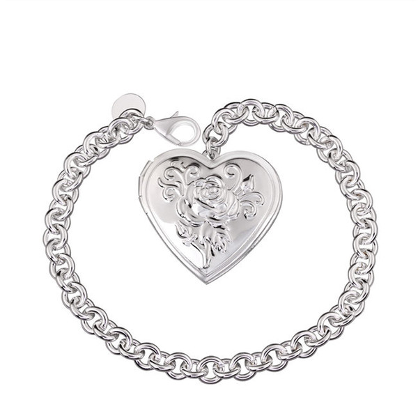 Beast gift !Women's heart fashion fashion bracelet 925 silver bracelet JSPB347 ; Hot sale girl women sterling silver plated Charm Bracelets