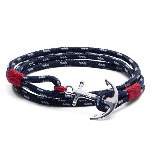 Tom Hope bracelet 4 size Atlantic 3 red thread chains bracelet stainless steel anchor charms bracelet with box and tag TH2