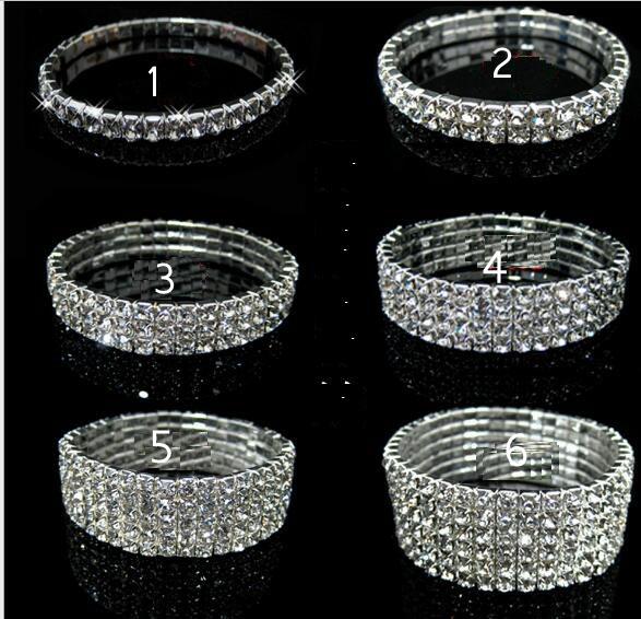 1/2/3/4 row Tennis Crystal bracelet Bridal jewelry rhinestone bracelet cystl stretch bracelets bridal wedding rhinestone bracelet