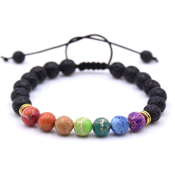 Seven gemstone bracelet men and women essential oil diffusion yoga lava beads bracelet