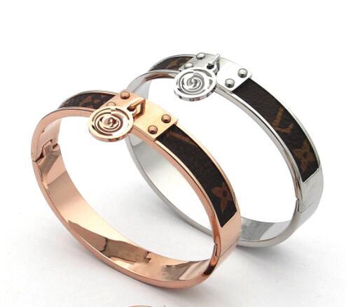 Luxury Brand Jewelry stainless steel Pulseira Bracelet & Bangle 18k Gold silver rose gold plated leather letter V Bracelet For Women men