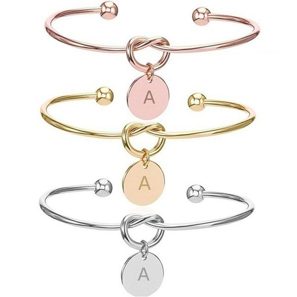 Monogram Initial Knot Bracelet&Bangle Monogram Bridesmaid Proposal Will You Be My Bridesmaid Gift Bracelet Letter Bracelet Alphabet Bracelet