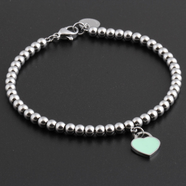 Hot Famous Brand Titanium Steel Bracelets classic Jewelry Heart Bracelet For Women Charm beads Bracelet pulseiras Jewelry