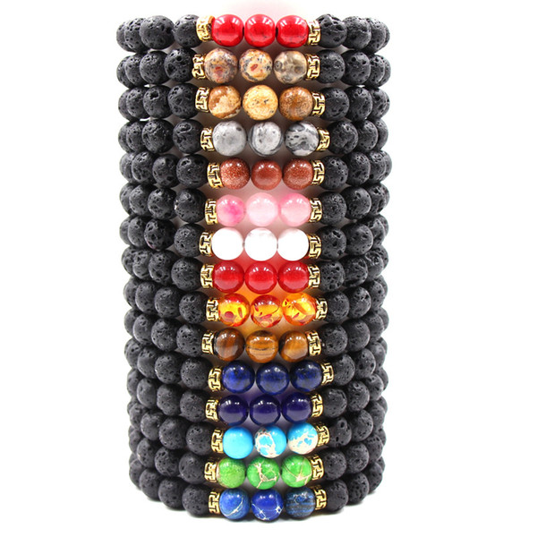 New Lava Rock Stone Beads Bracelet Chakra Charm Natural Stone Essential Oil Diffuser Beads Chain For women Men Fashion Crafts Jewelry