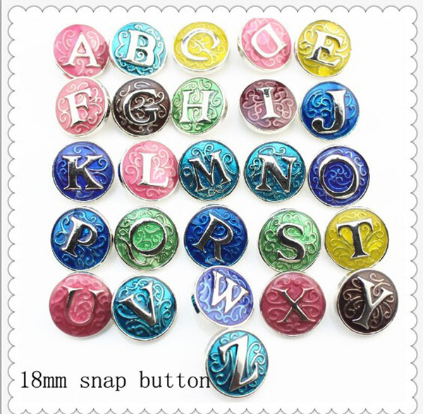 JACK88 Colorful 26pcs/lot Initial A-Z Alphabet Snaps 18mm Letter Snap Button Jewelry for Ginger Snap Charm Bracelet Jewelry N838