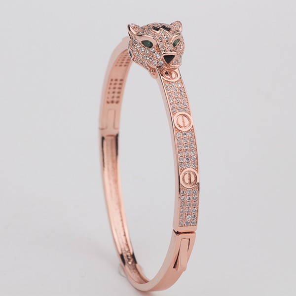 Women Animal Diamond Bangle Female Leopard Head Bangles Designer Jewelry Luxury Charms Valentine's Day Fine Jewelry on Sale