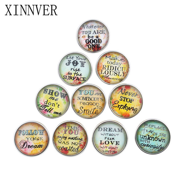 Free Shipping DIY Jewelry Mixed Colors 18mm Letter Glass Snaps Fit button snaps Bracelets Xinnver Snap Jewelry or necklace ZB307